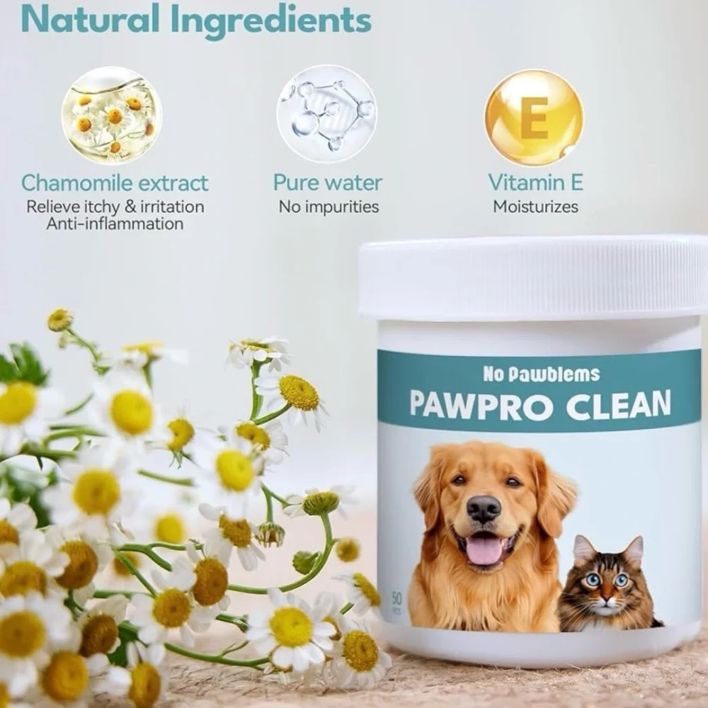 2x Ear Cleaner Finger Wipes 50 Count Dog & Cat Grooming Kit Itch Relief -100 Pcs